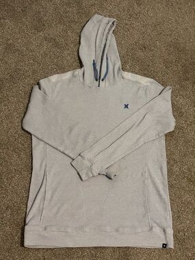 Hurley Light Gray Men's Hooded Pullover with Navy Logo